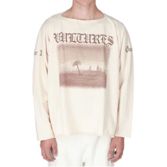 Kanye West YZY Gosha Vultures Longsleeve Tee CREAM color size Medium/large NWOT - Picture 1 of 8